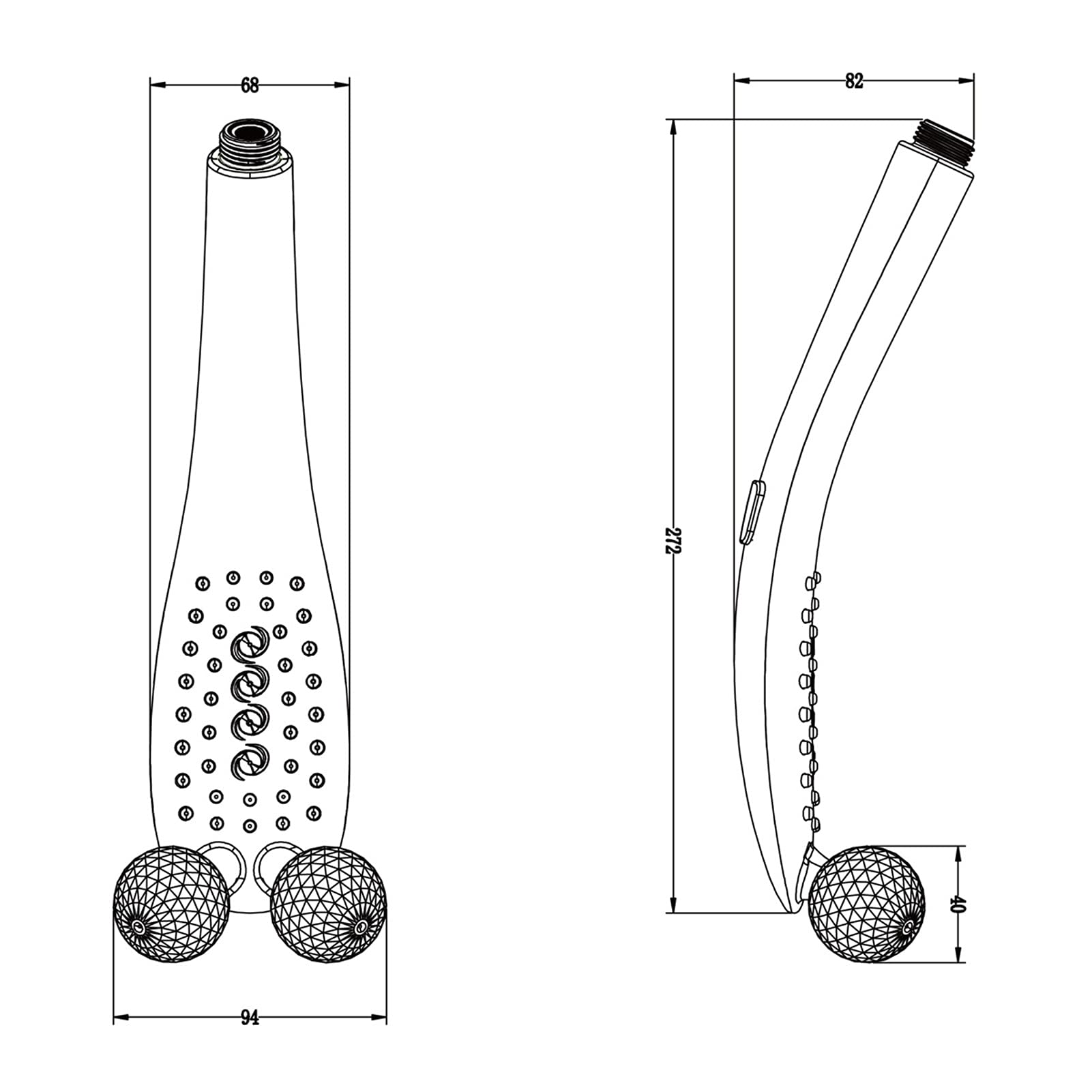 Ducha Manual Multifunción, Cabezal Ducha Masaje Doble Bola Cristal Masaje para Aliviar La Fatiga, Juego De Ducha Familia Aplicable