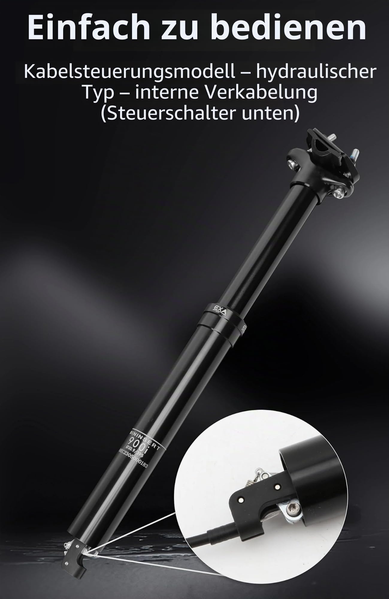900i Sattelstütze Absenkbare 30,9/31,6mm Fahrrad Dropper Sattelstütze, MTB Hydraulische Teleskop Sattelstütze, Adjustable Seatpost Fahrradsattelstütze Höhenverstellbar