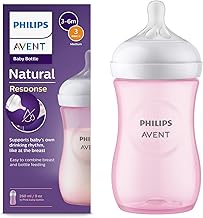 Philips Avent Natural Response 3.0 Baby Feeding Bottle | No.1 Brand Recommended by Moms Worldwide | Ideal for 1 months+| Natural Response Technology Mimics Breastfeeding | Uniquely Designed Nipple releases milk only when baby drinks | Pack of 1 | Pink | S