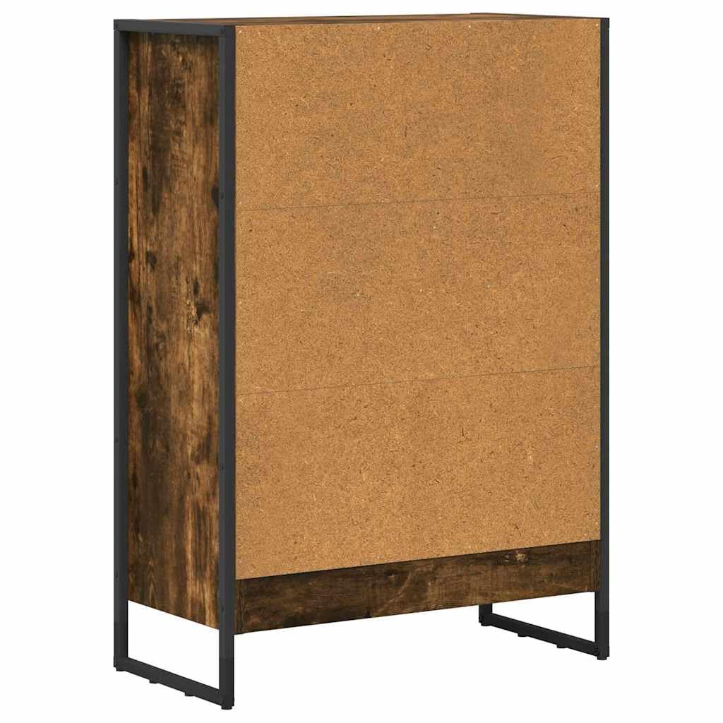 Raucharbe Regał na książki, 60 x 30 x 86,5 cm, materiał drewnopochodny ze stalowymi nogami, 3 półki, przemysłowy regał stojący do salonu, biura, sypialni