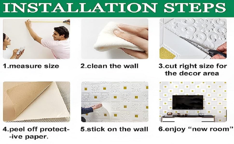 Image of Self-Adhesive Waterproof PE Foam 3D Wall Panels Wallpaper Sticker for Bathroom, Living Room, and Home Decoration (70 x 70cm, Appx. 5.8Sq Feet) (60, White Golden)
