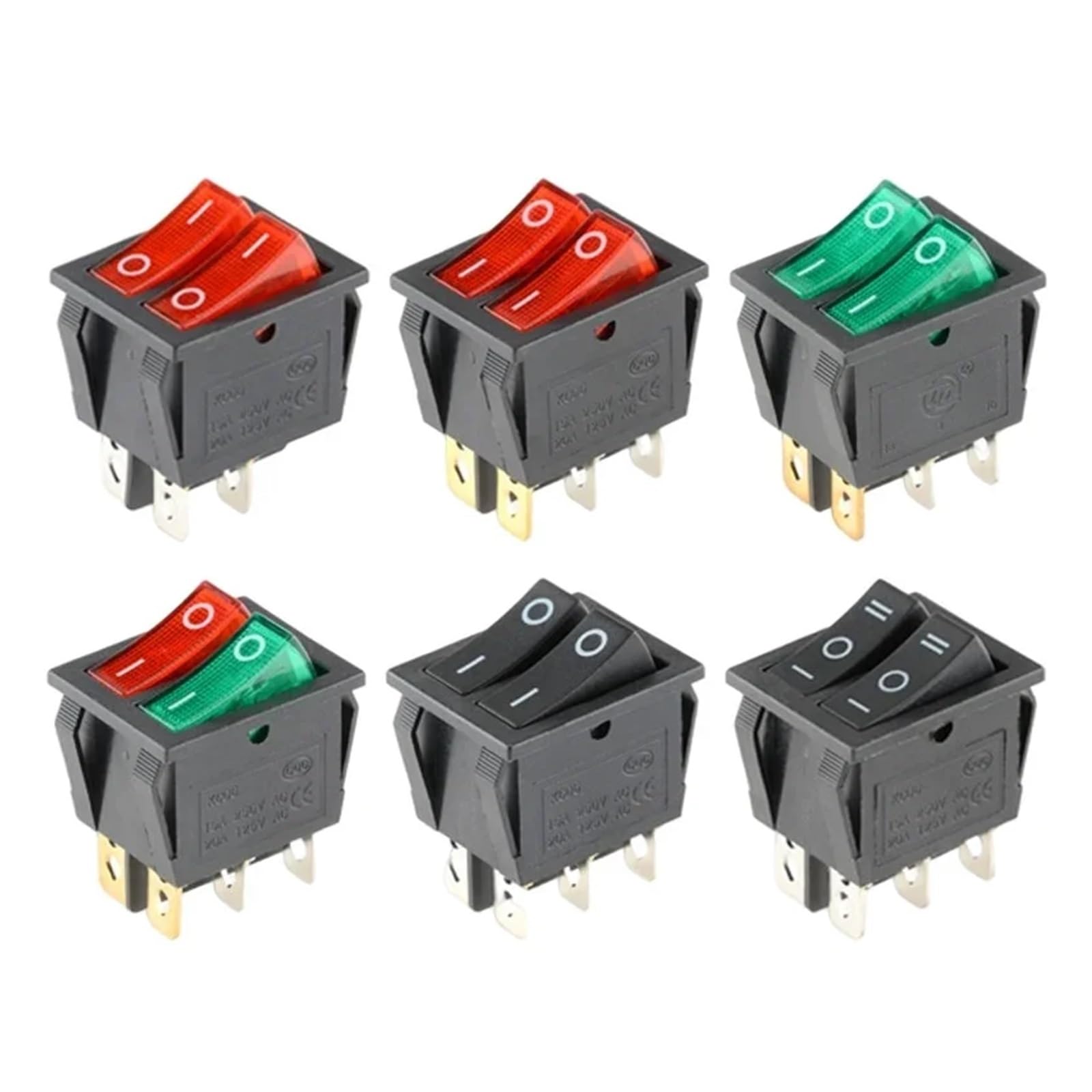 TSIOHKBS 1PCS KCD8 6PIN 16A 250V 20A 125V Double Light Switch Rocker Switch Waterproof ON-Off KCD6 Boat Power Switch (Cap)