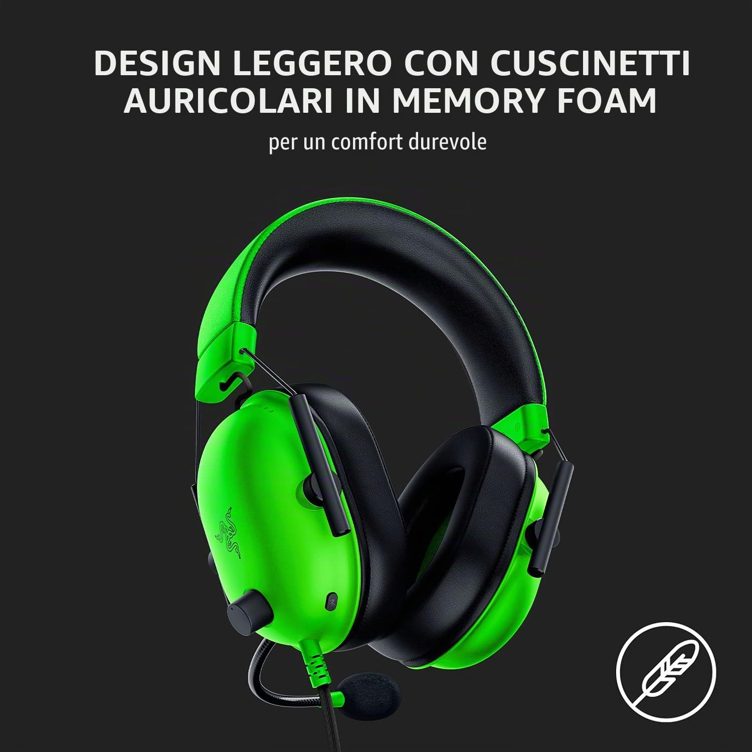 Razer BlackShark V2 X Gaming Headset: 7.1 Surround Sound – Driver 50 mm – Cuscino in memory foam – per PC, PS4, PS5, Switch, Xbox One, jack audio da 3,5 mm, verde