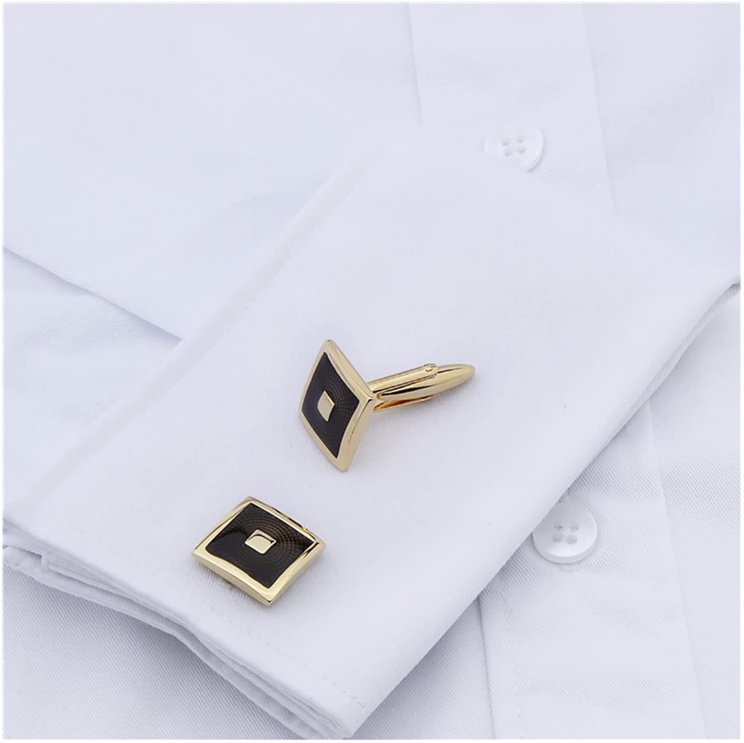 Trjgtas Gemelli da Uomo Stile Elegante Gemello Gemello Gemelli Lusso Smalto Nero Gioielli Uomo Camicia Gemelli Matrimonio Opportunità d'Affari, Gemelli Classici