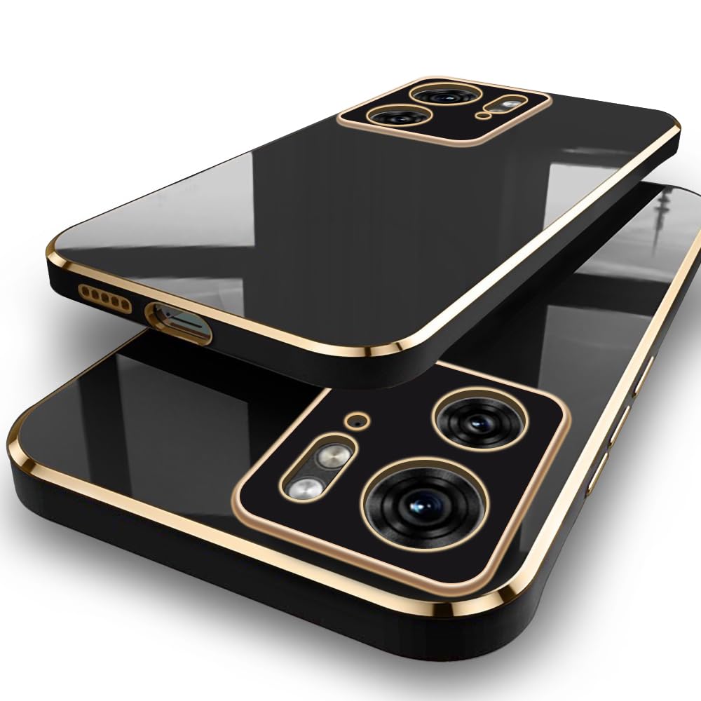 TheGiftKart Luxurious Golden-Plated Back Cover Case for Motorola Moto Edge 40 5G | Raised Lips for Camera & Screen Protection | Shockproof Design | Stylish Back Cover for Moto Edge 40 5G (TPU, Black) (B0CP45JRJ5) Amazon Price History, Amazon Price Tracker