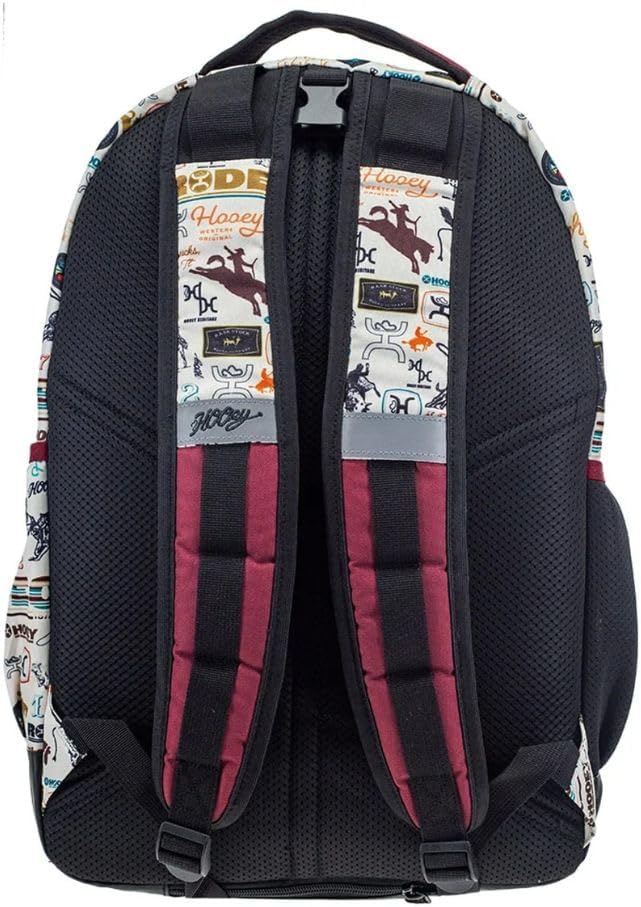 HOOEY Ox Rodeo Pattern Backpack Cream/Burgundy