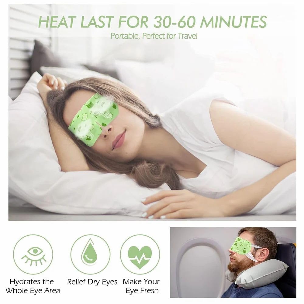 A SIGMA PATELS Heated Eye Mask 16 Pcs, Self Warming Steam Eye Compress for Tired Eyes, Under Eye Care & Relaxation, Disposable Portable Personal Care Mask 4