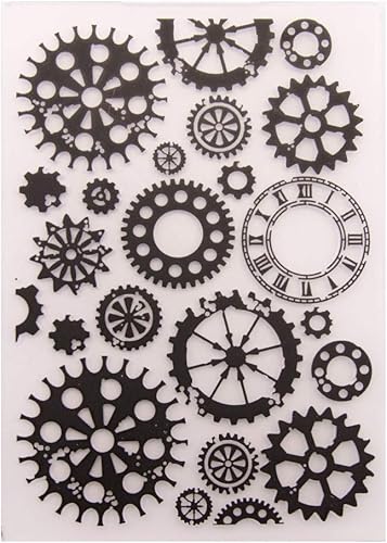 Qoiseys Carpetas de plástico con rueda de engranajes para hacer tarjetas, plantilla de máquina de gofrado, plantilla de papel para manualidades,