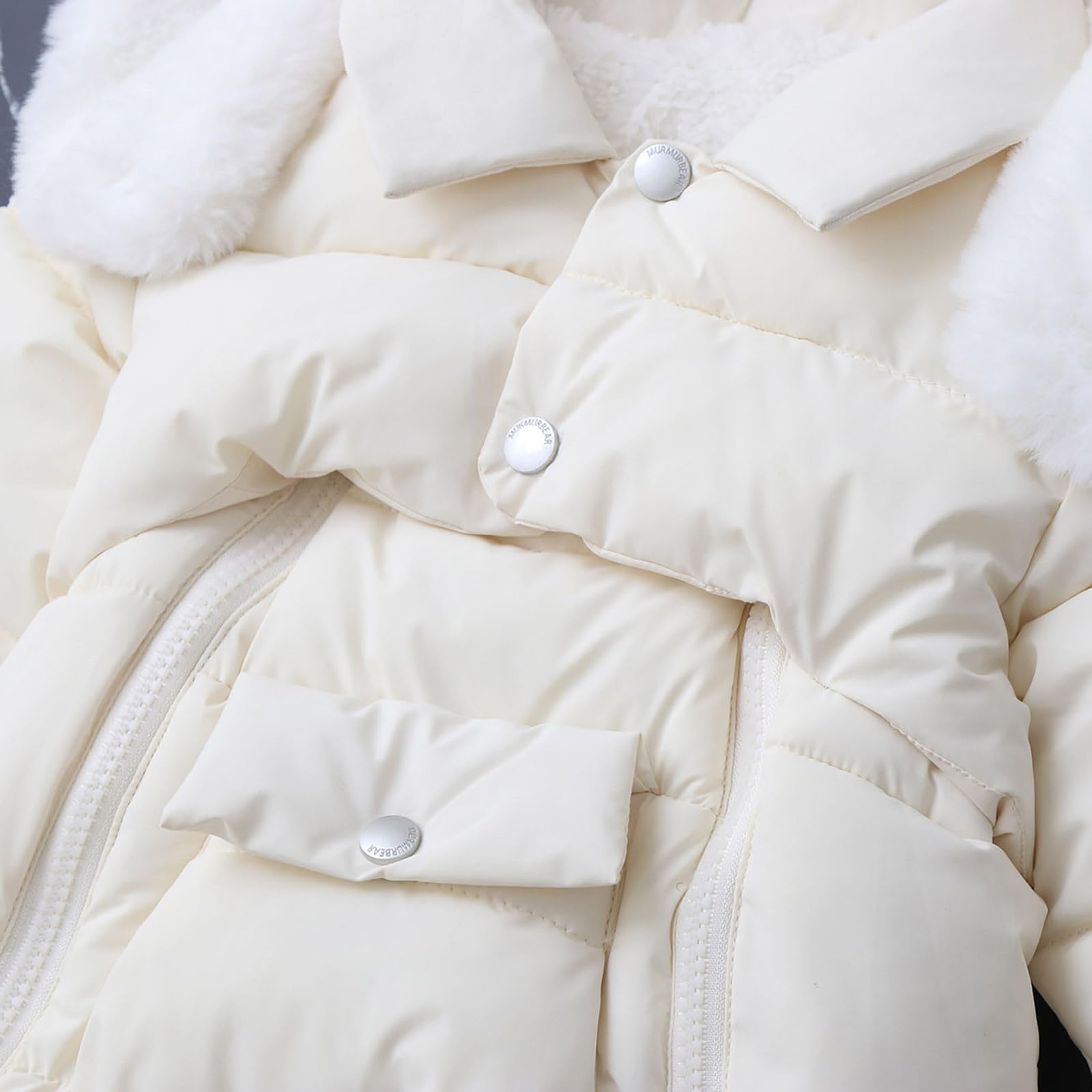 Combi Pilote Bebe Garcon Enfant Hiver De Neige Manches Longues Veste Jumpsuit Col De Fourrure avec Gants Coupe-Vent Nouveau-Né 0-12 Mois Manteau Ensemble