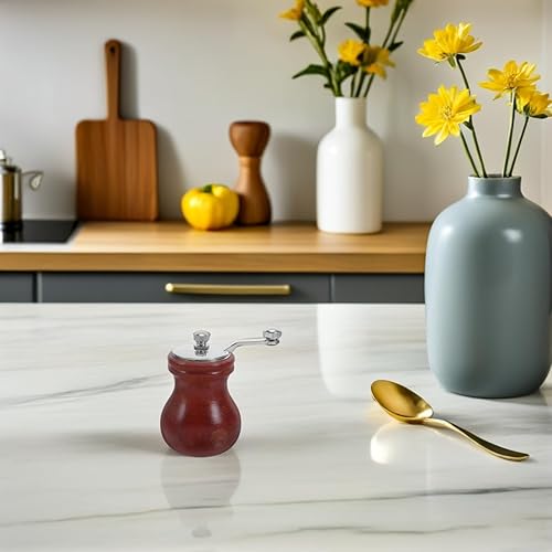 Miniatura 8 de Molinillo de sal de pimienta manual de madera, núcleo de cerámica marrón claro, herramienta de molienda recargable para sal marina del Himalaya,