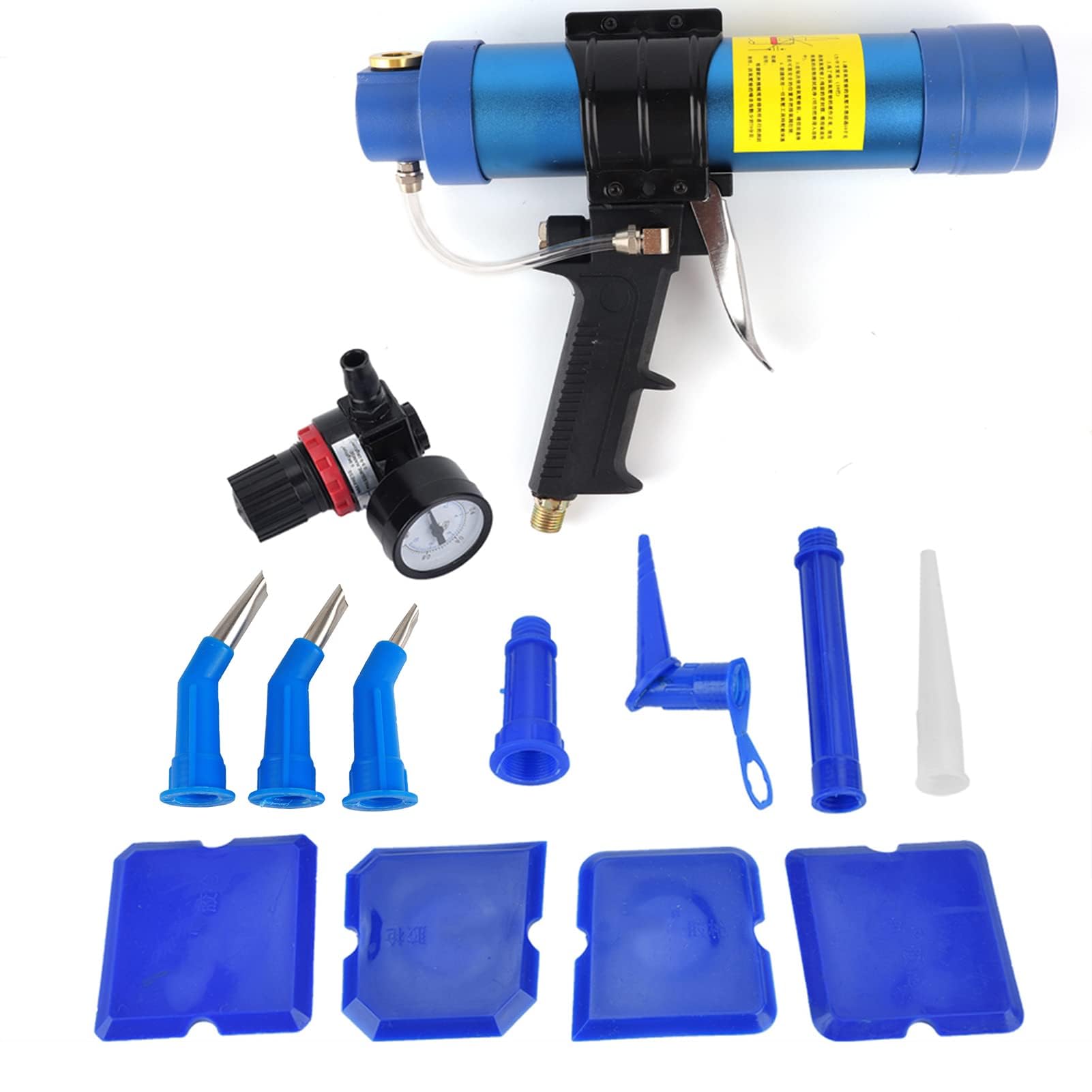 Pistola per Cartucce Aria Compressa, Pistola Pneumatica per Colla per Vetro, Pistola per Colla/sigillatura per Vetro con Cartucce, Pistola Ad Aria Compressa Regolabile 310 Ml