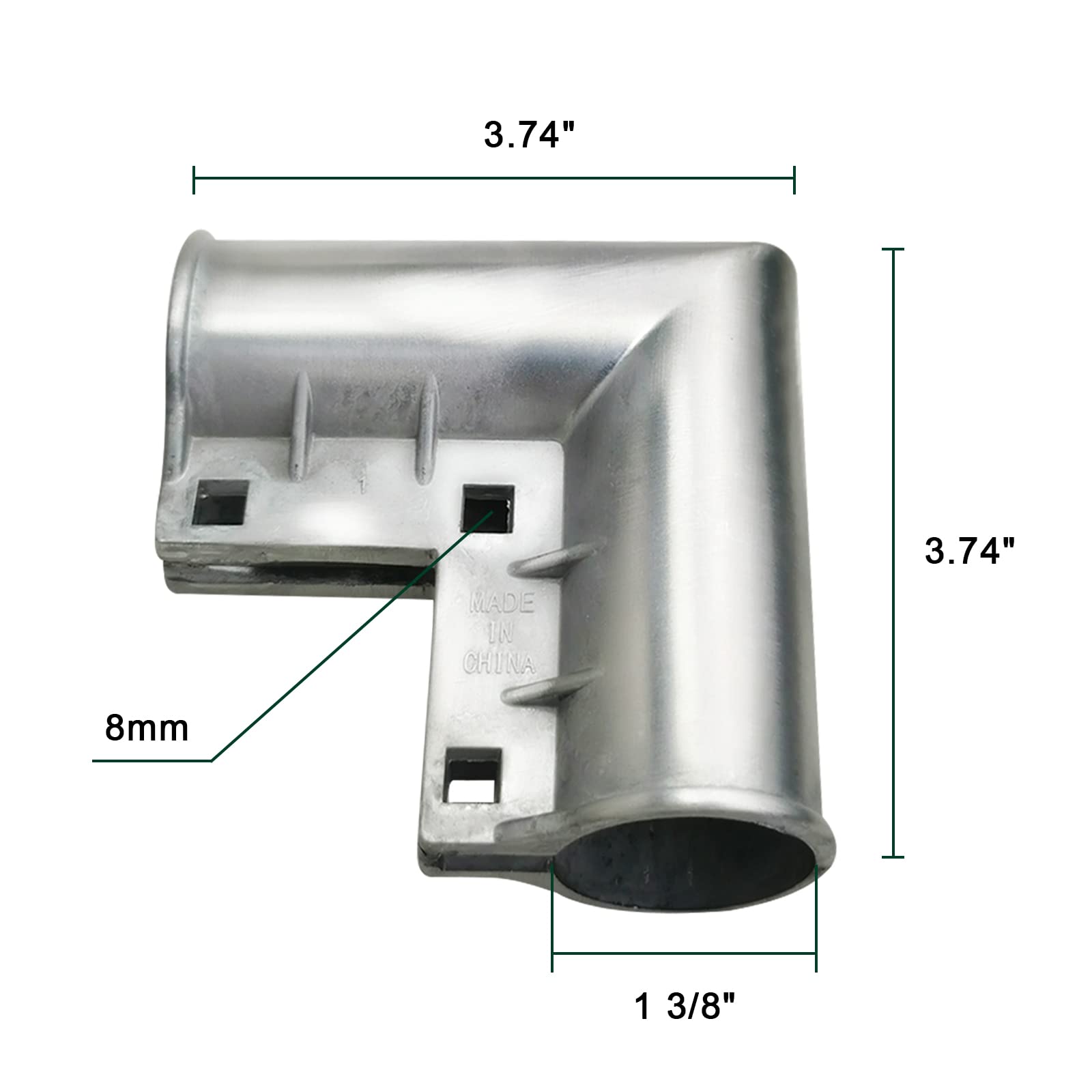 No Weld Fence Connectors 8 Pack Aluminum Chain Link Fence Gate Corners -  For 1-3/8 Inch Pipe With Bolts Included Gate Chain