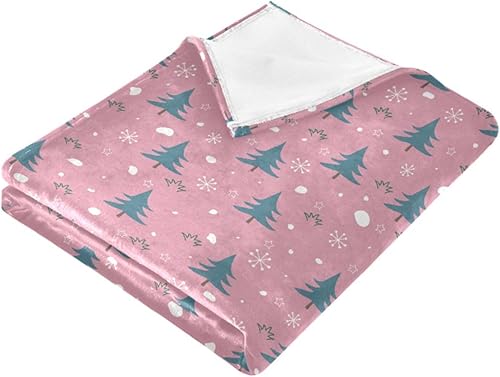 Miniatura 2 de KLL Christmas Pattern Tree Sowflakes Snow Bed Blanket 60x90 Inches Flannel All Season Use Blanket for Car, Picnic, Travel
