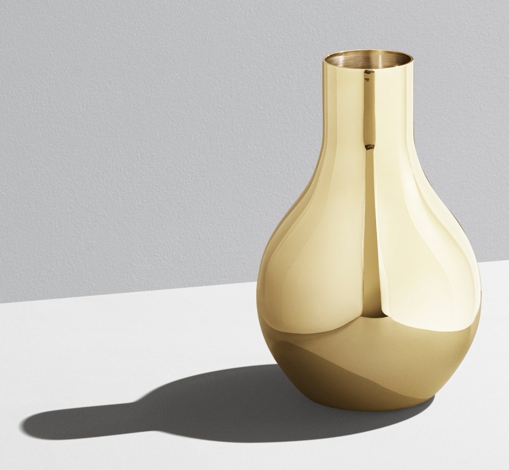   Cafu Vase M-size ★新品・未使用★ Georg Jensen Cafu Vase, 18 Kt Gold Plated Stainless Steel,14.6 cm