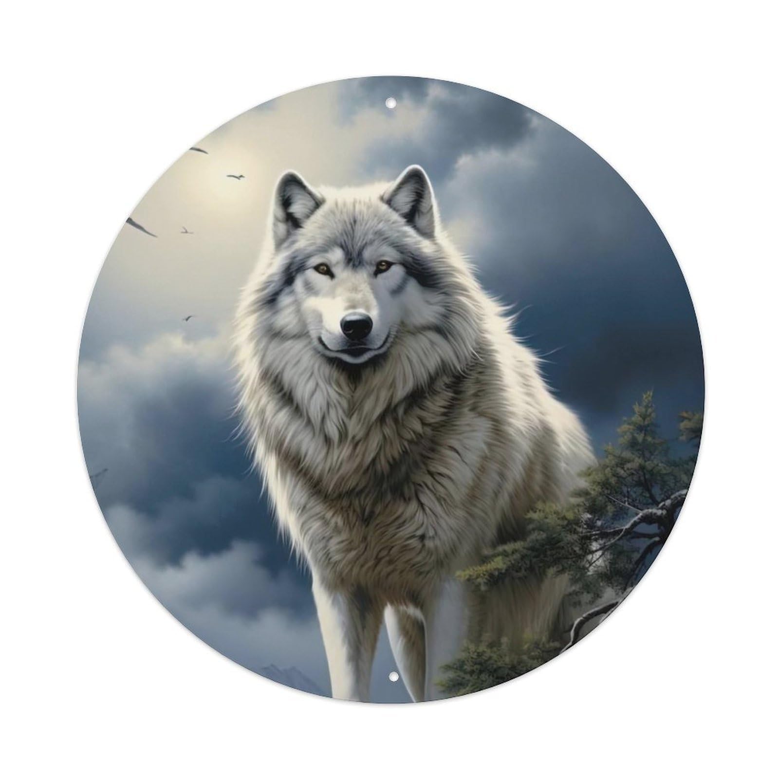 Animal Artwork Look Away from The Wolves Metal Tin Sign