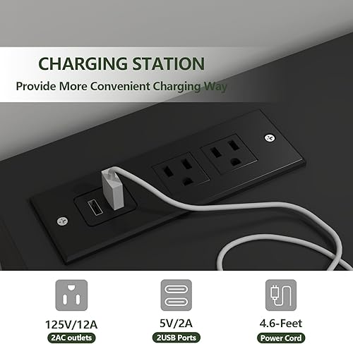 Miniatura 7 de Cómoda de 3 cajones con toma de corriente, cómoda LED grande con cajones sin asa, armario largo moderno de almacenamiento para armario, sala de