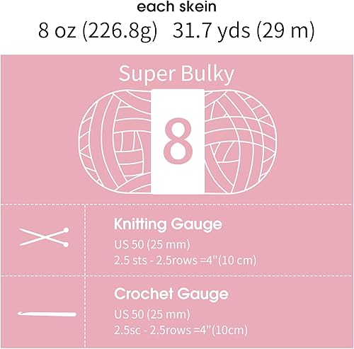 Miniatura 6 de MABOZOO Hilo grueso para tejer a mano, hilo de manta grueso grande, hilo suave y esponjoso para ganchillo, hilo de punto grueso súper voluminoso,