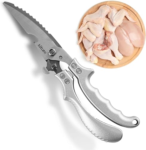 Miniatura 10 de Tijera de cocina resistente con tijeras multiusos y para hierbas, acero inoxidable 420 para pollo, carne, pescado y aves de corral, juego de regalo