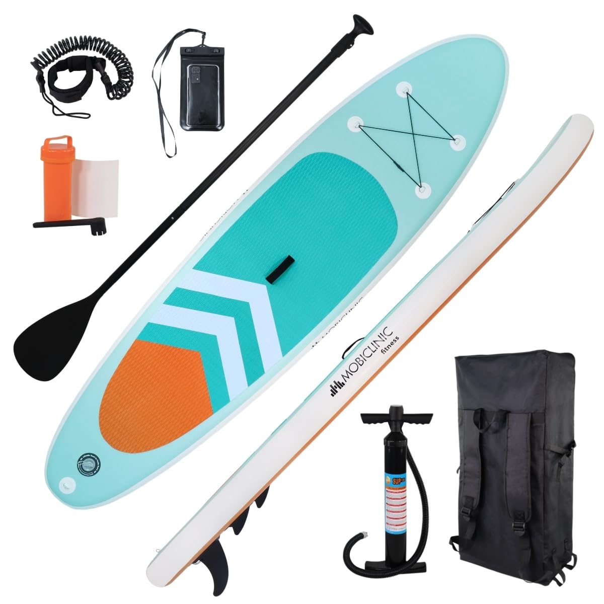 Mobiclinic®, Tabla de Paddle Surf, Hinchable, Lilo, Incluye Bomba, Mochila, Remo Ajustable, Funda para móvil, Kit reparación, 320x83x15 cm, Plegable, para niños, Adultos y Mascotas, hasta 150kg