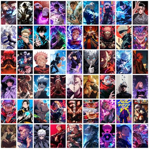 Image of Jujutsu Kaisen Manga Series Poster Set of 54 | 4x6 Inch Mini Poster Collage Kit | Yuji Itadori, Gojo Satoru, Sukuna, Megumi, Nobara | Jujutsu Kaisen Wall Decor for Anime Fans | Manga Poster Collection