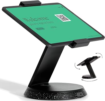 Bouncepad Eddy Tablet & iPad POS Stand | iPad Stand for Business | Compatible with Most 7-13" Tablets | Strong Aluminium | Table Mount Kiosk Register | Black