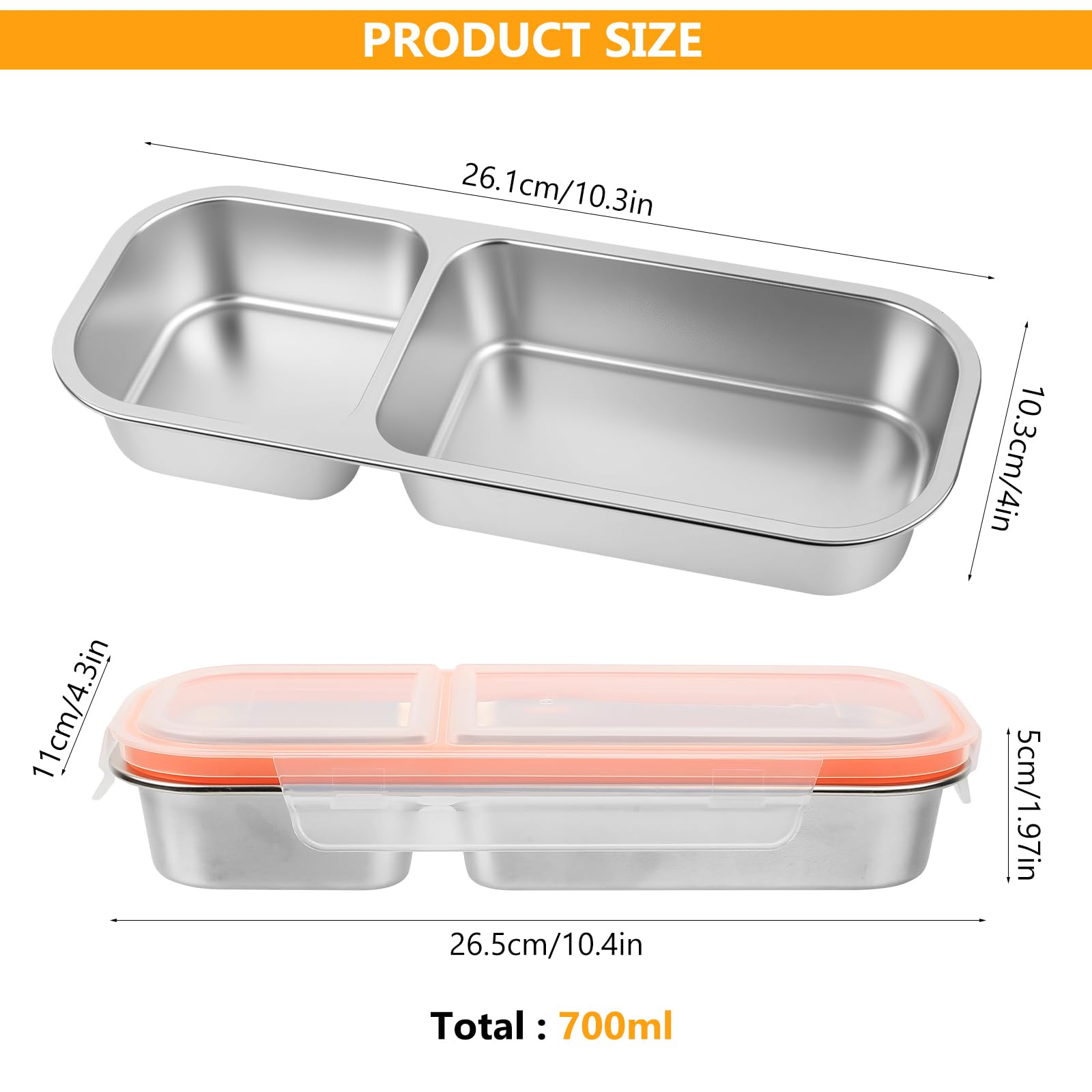 Pudełko na przekąski z przegródkami, pudełko na kanapki ze stali nierdzewnej z przegródkami, szczelne pudełka Meal Prep, pudełka na kanapki z przegródkami, Bento Box, szczelne pudełko na
