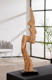 GILDE Skulptur Silhouette aus Mangoholz, naturfarben, Gesichtsmotiv, 64 cm hoch, 16 cm breit, 9 cm tief