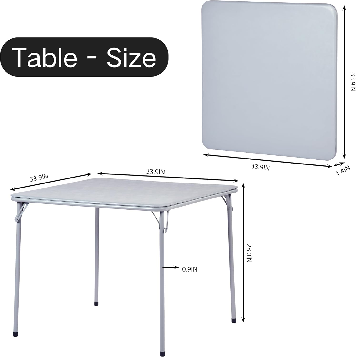 Homy Casa Folding Card Table – 33.9 Inch Square Metal Construction for Indoor & Outdoor Games and Recreation (5-Piece G) image 3 of 9 B0FKMCBY2H