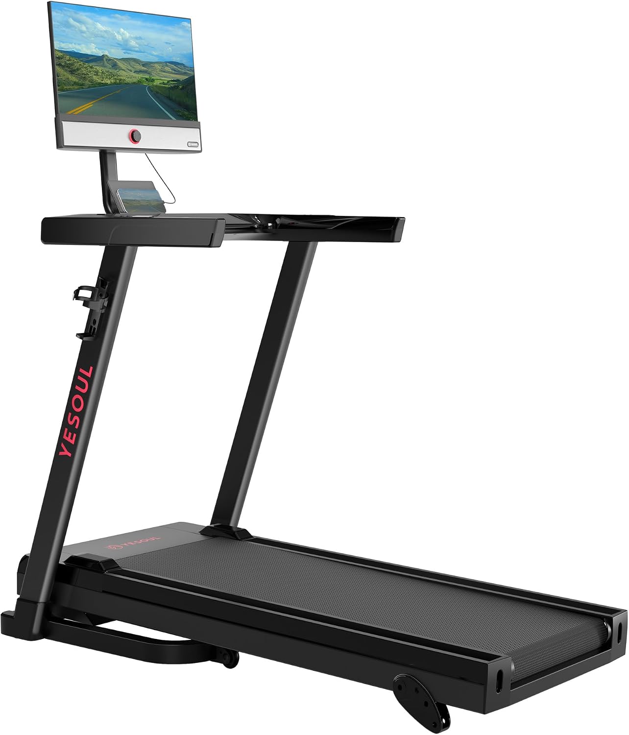 YESOUL T1M Plus Smart Treadmill, Black, 21.5" FHD Screen, Foldable, Brushless Motor, 9 MPH Max Speed, 55L x 30W x 57H cm, 40 kg