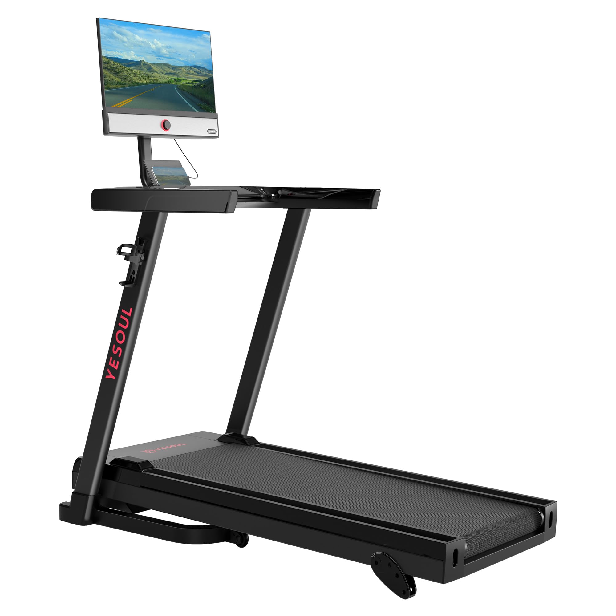 YESOUL T1M Plus Smart Treadmill, Black, 21.5" FHD Screen, Foldable, Brushless Motor, 9 MPH Max Speed, 55L x 30W x 57H cm, 40 kg