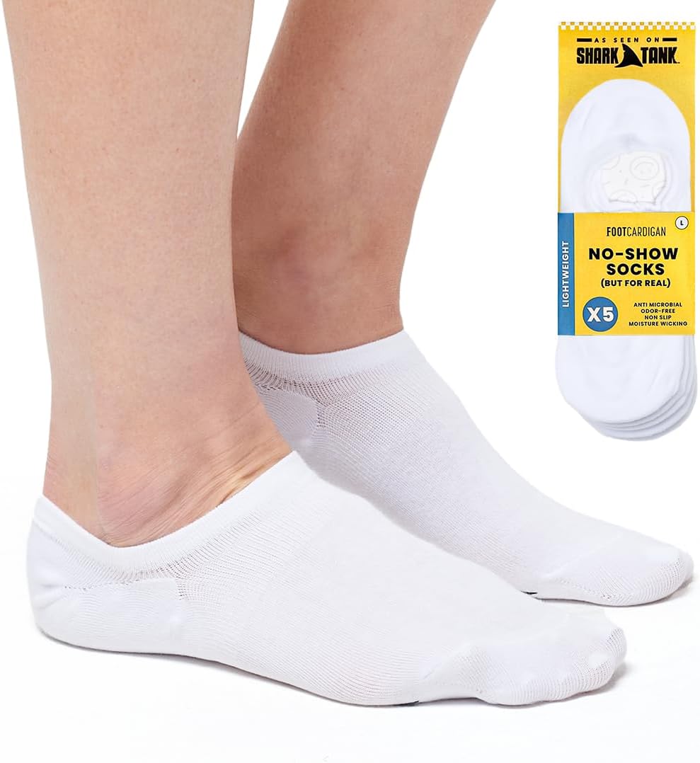 Foot Cardigan Pack of 5 No Show Socks - Set of 5 Casual Comfortable As Seen on Shark Tank Loafer Socks with Non Slip Grip
