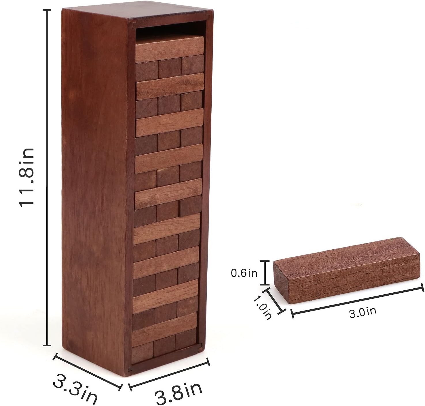 Wooden Tumbling Tower, 54PCS Blocks Stacking Games for Party, Camping for Kids Adult and Families, Classic Stacking Blocks Wood Stack Towers Wooden Board Tabletop Games with Storage Box