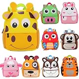 Mochila Escolar Infantil Unissex com Estampa de Animais em Neoprene para Creche e Passeios(aleatoria)