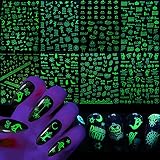 Halloween Nail Art Stickers, Luminous Nail Art Design Holographic 3D Self-Adhesive Nail Decals, Day