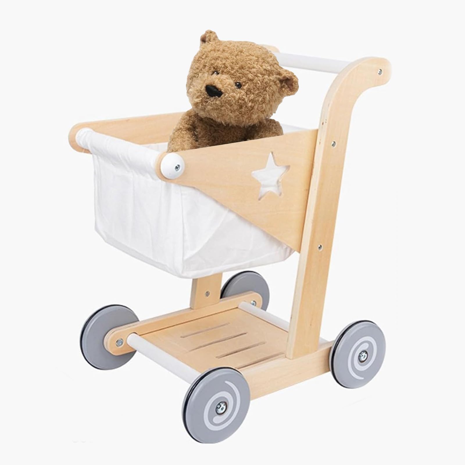 THE WHITE SHOPTHE WHITE SHOP Shopping Cart for Kids Toy Shopping Cart with Basket Wooden Toys, Kids Grocery Cart for Boys Girls Pretend Play ( Color : White )