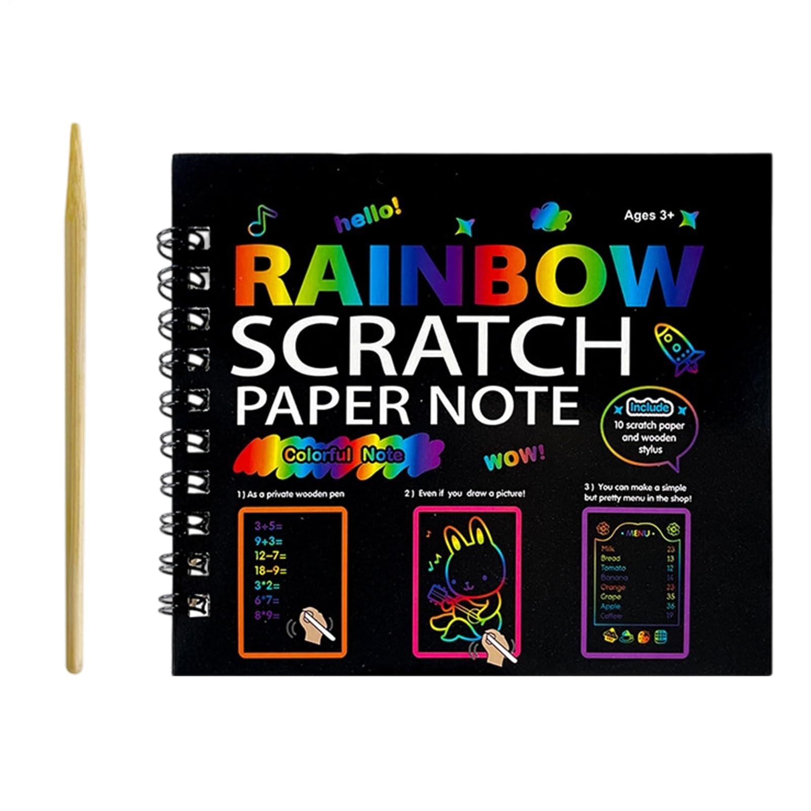Carnet De Papier à Gratter Arc-en-ciel – 20 Cm – Bloc Kraft Rayé – Activité Créative Enfant – Voyage, Classe, Anniversaire