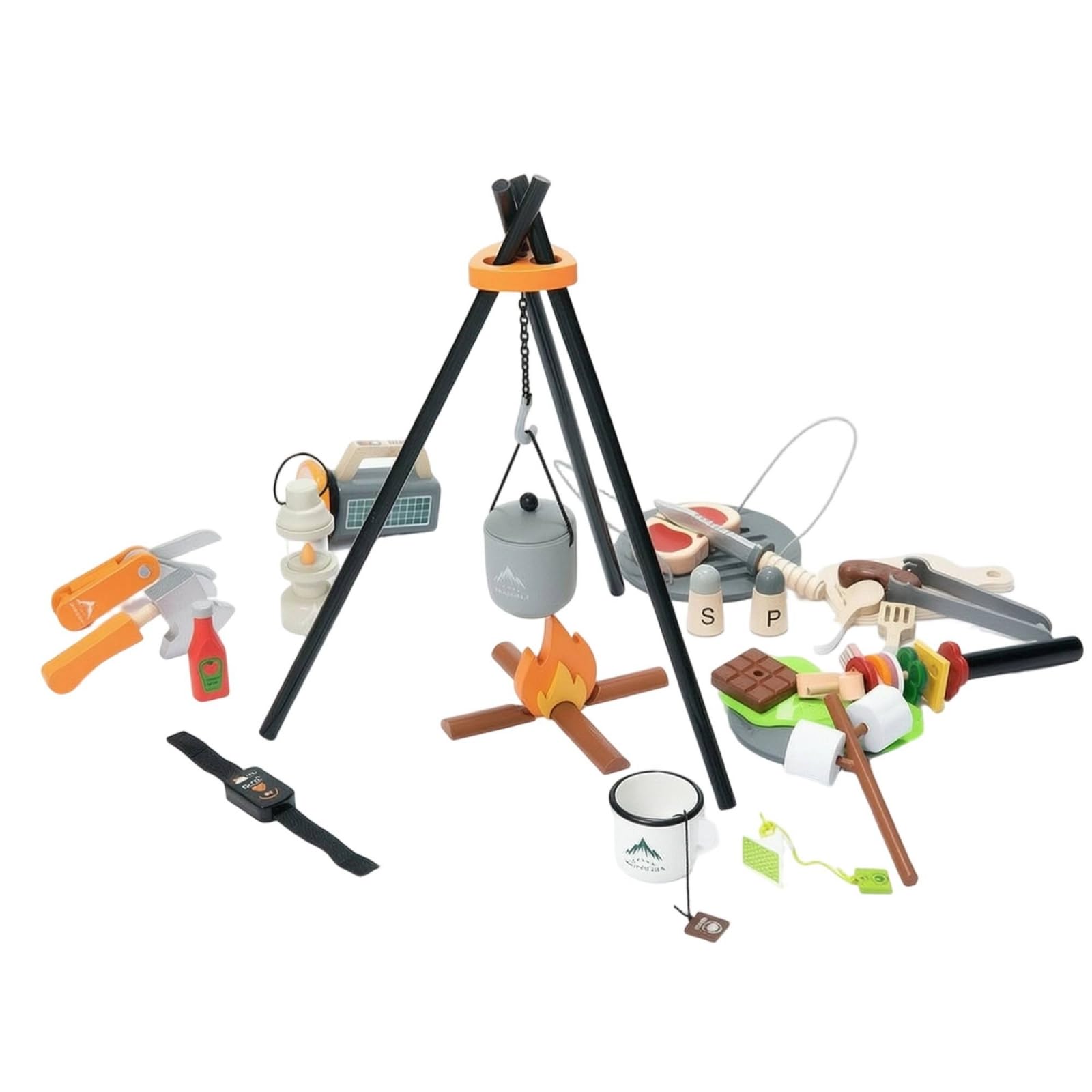 Set Barbecue in Legno Creativo Barbecue Giocattolo Sicuro Giocattoli per Bambini, Cameretta
