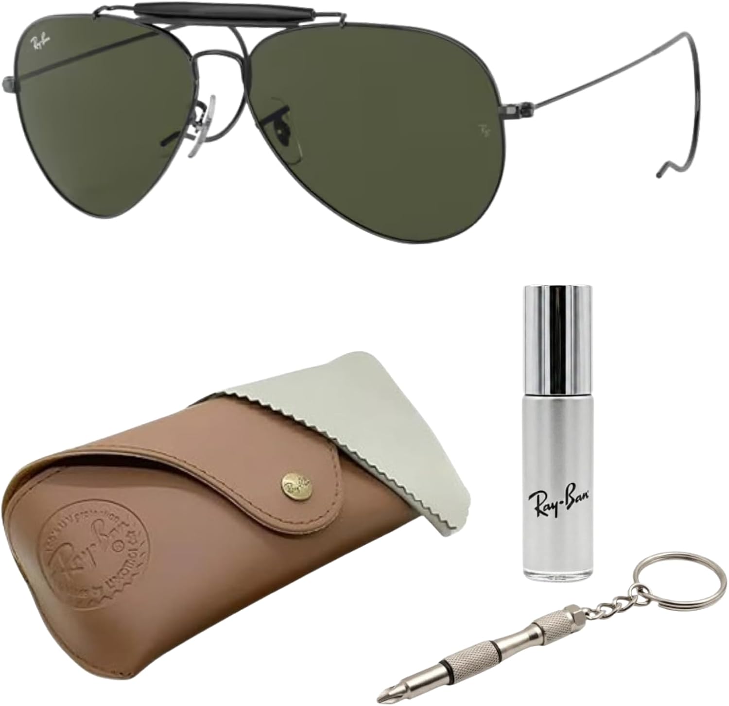 Ray-Ban RB3030 OUTDOORSMAN Pilot Shaped Sunglasses for Men & Women with Official RAYBAN Eyewear Kit