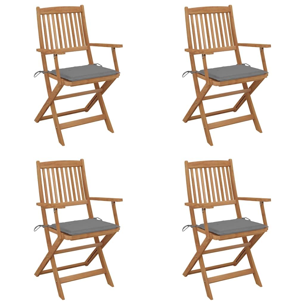 Chaise de terrasse pour extérieur en acacia avec coussin : lot de 4 pour vos repas de jardin