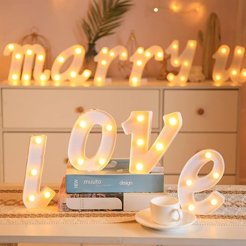 Miniatura 4 de Malgero Luces LED de marquesina con luz de número 5, luces de noche blancas cálidas a pilas, 10 lámparas decorativas de marquesina para bodas,