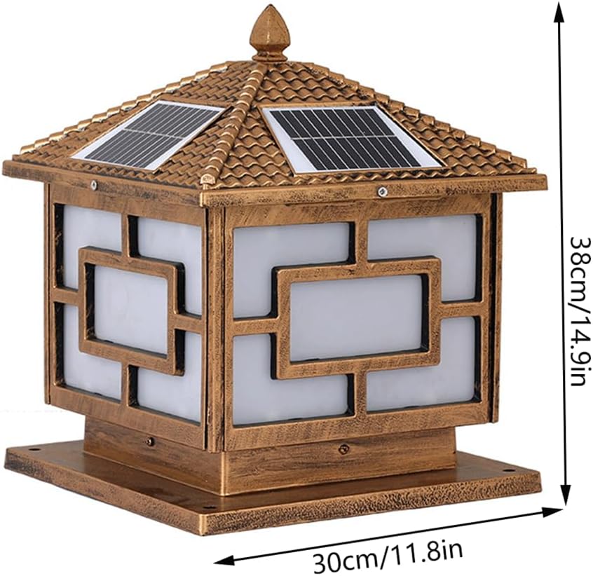 Solar Post Cap Lights Outdoor Traditional Aluminum Acrylic Bollard Lamp Rustic Farmhouse Landscape Lantern Bronze Finish Pillar Lighting for Garden Fence Deck Patio Garden