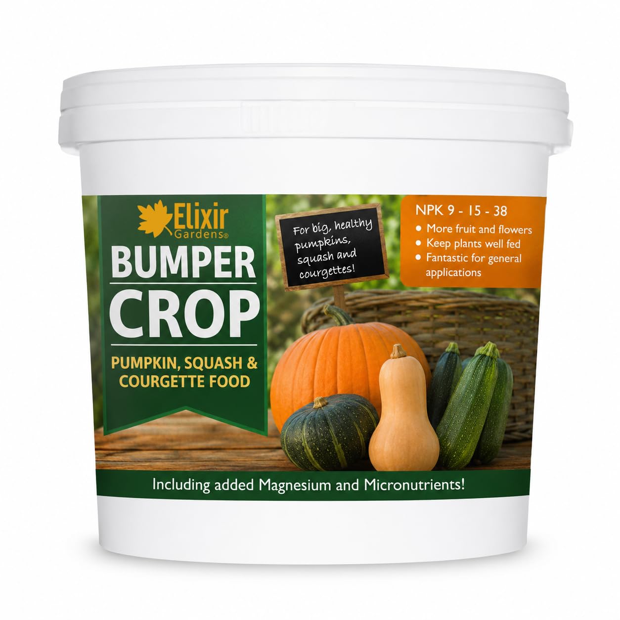 Elixir Gardens Pumpkin, Courgette & Squash Fertiliser | 20kg, Tub