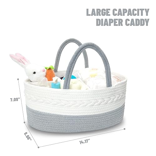 Miniatura 2 de Caroeas Organizador portátil de pañales, contenedor de almacenamiento grande para guardería con divisor, organizador de cambiador, cestas de regalo