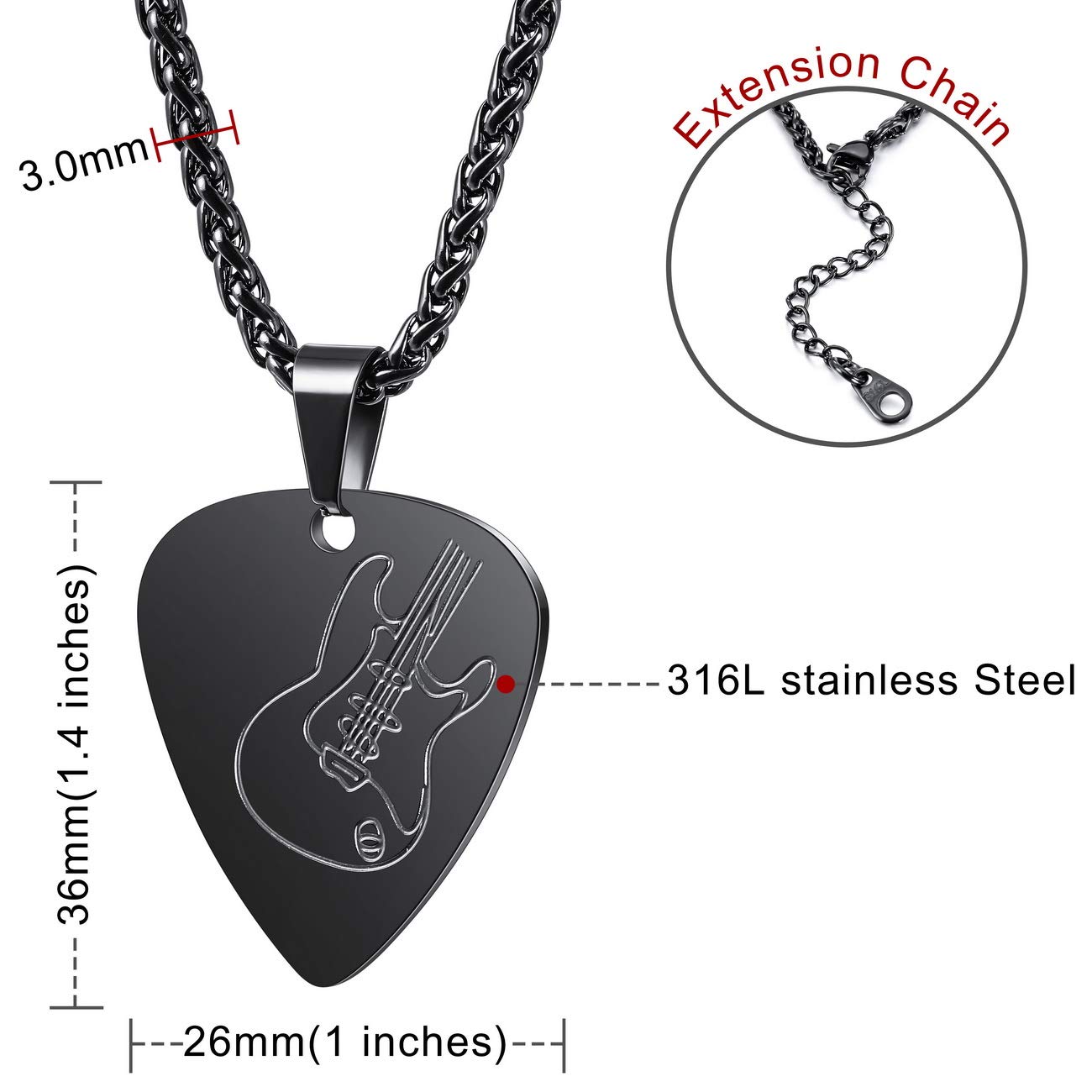 MeMeDIY Collana Personalizzata Rock And Roll da Uomo Personalizza Collane Musicali per Uomo Donna Gioielli in Acciaio Inossidabile