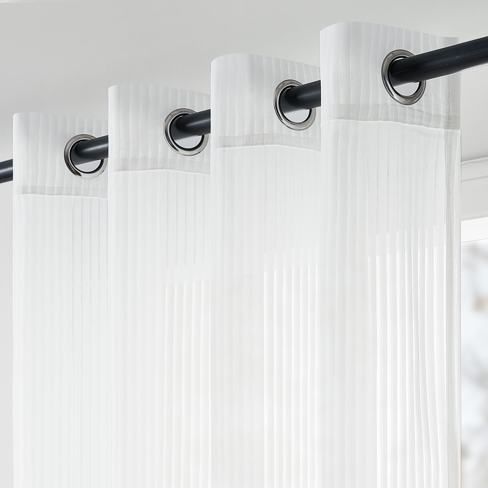 Topfinel Tende per Interni Tende in Voile Semi Trasparente Moderne per La Casa 1 Pezzi con Anelli 300x240 cm per Soggiorno Camera da Letto Bianco