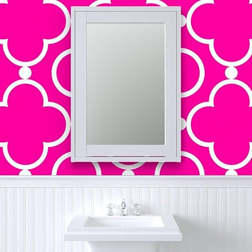 Miniatura 9 de Spoonflower Peel & Stick Wallpaper 9ft x 2ft - Lattice Pinkpop Pink Circles Tile Pop Decor Garden Custom Removable Wallpaper