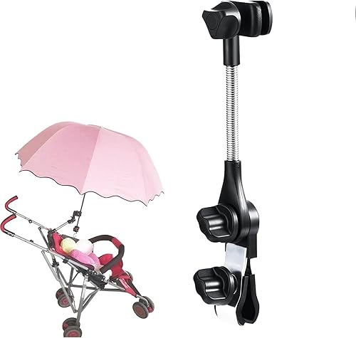 Miniatura 6 de Accesorio universal ajustable de 360 para sombrilla de cochecito  Soporte de paraguas de acero inoxidable para sillas, bicicletas y sillas de