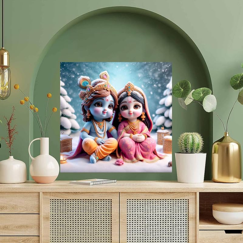 Image of British Terminal Cute little Bal Gopal Baby God Krishna| Kanha Ji | Laddu Lord Makhan Chor Painting Religious Poster for Pregnant Women for wall (matt thin vinyl,sticker,multicolor,unframed)| bj391