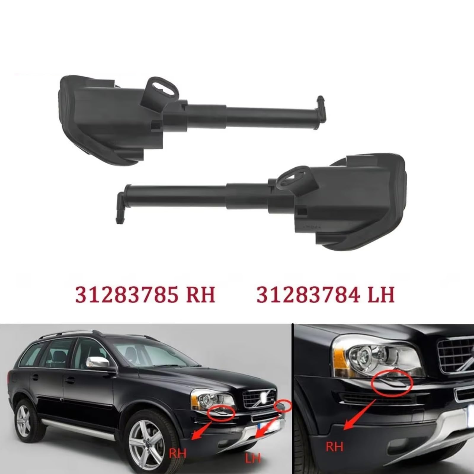 Kit ugello lavafari Faro Di Pulizia Acqua Spruzzatore Ugello Per Jet Pompa Di Pulizia Attuatore Per Jet Compatibile Con Volvo Per XC90 MK1 2007 2008 2009 2010-2014 31283784