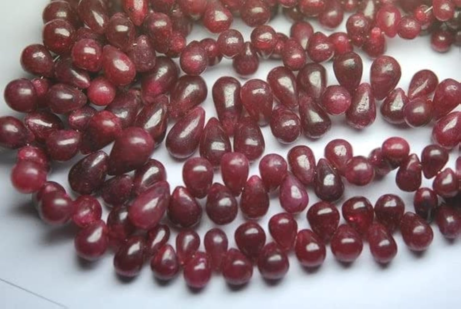 Ruby Smooth Tear Drops perles briolettes en forme de goutte 6-8mm pour bijoux artisanaux
